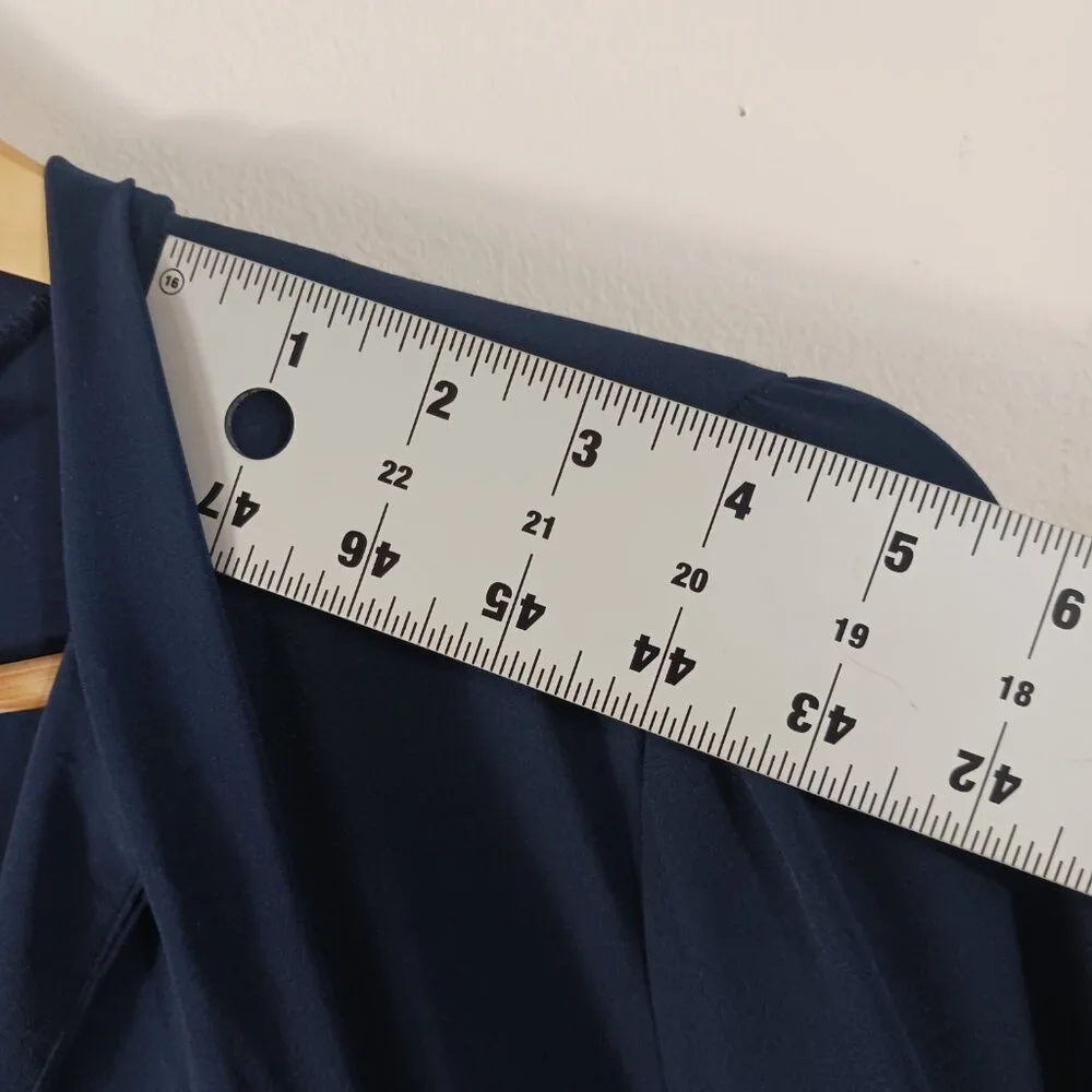 Michael Kors Lightweight Long Sleeve Navy Dress W/ Decorative Tie Neck, SZ Med. - Picture 5 of 16